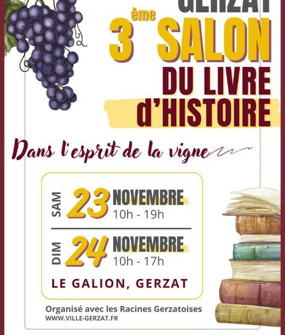 23 Nov. 2024 – 3ème Salon du livre à Gerzat