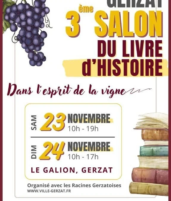 23 Nov. 2024 – 3ème Salon du livre à Gerzat